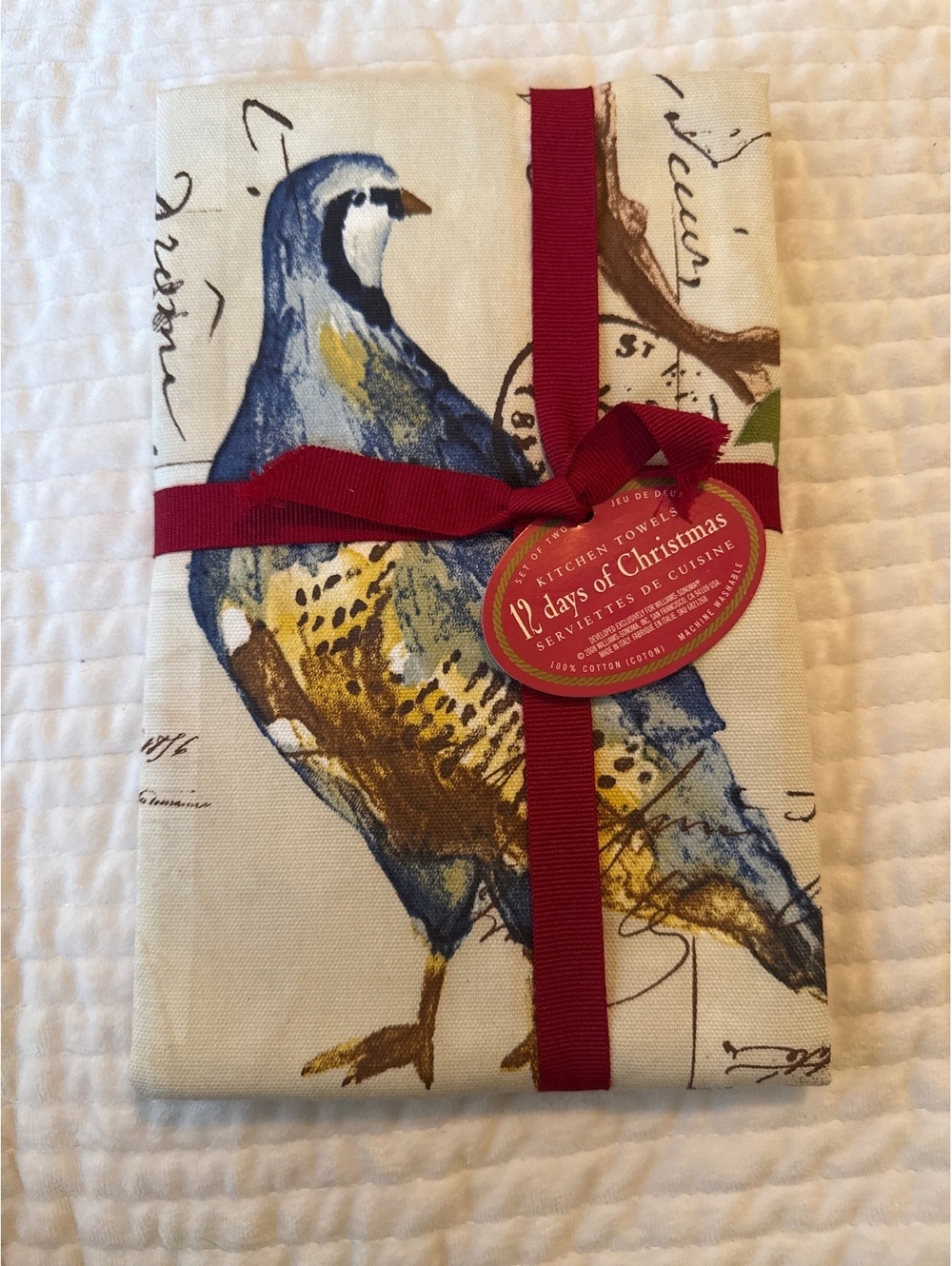 Williams-Sonoma 12 Days of Christmas Kitchen Towels Set of Two